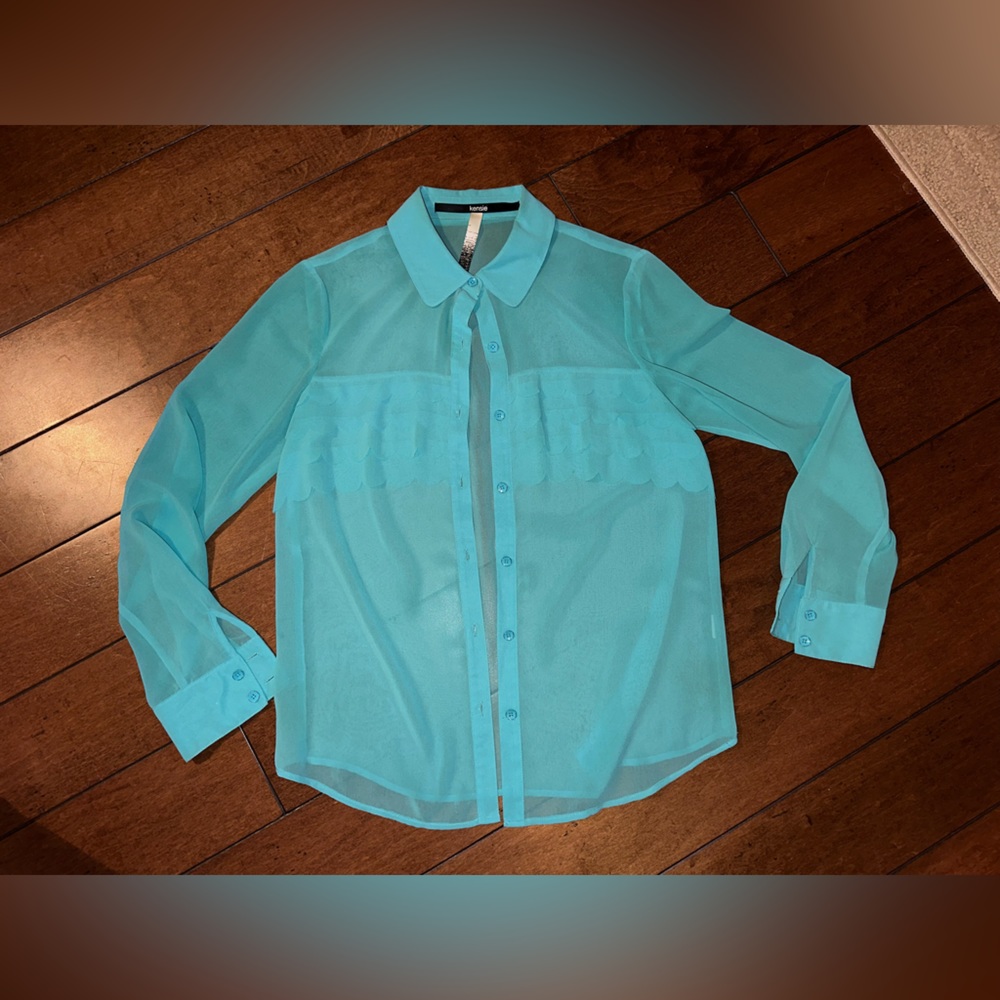 Kensie sheer button up blouse